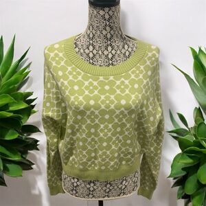 Hollister Green Crew Neck Sweater with Diamond Pattern